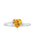 1 CT Heart Shape Citrine Solitaire Promise Ring with Diamond Citrine - ( AAA ) - Quality - Rosec Jewels