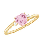 1 CT Heart Shape Rose Quartz Solitaire Promise Ring with Diamond Rose Quartz - ( AAA ) - Quality - Rosec Jewels