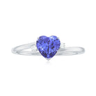 Heart Shape Tanzanite Solitaire Promise Ring with Diamond Tanzanite - ( AAA ) - Quality - Rosec Jewels