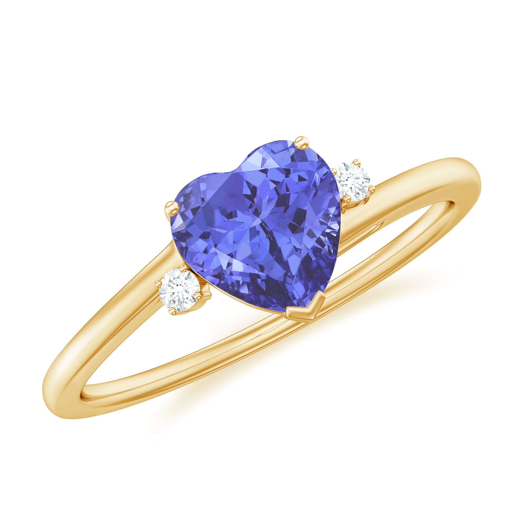 Heart Shape Tanzanite Solitaire Promise Ring with Diamond Tanzanite - ( AAA ) - Quality - Rosec Jewels