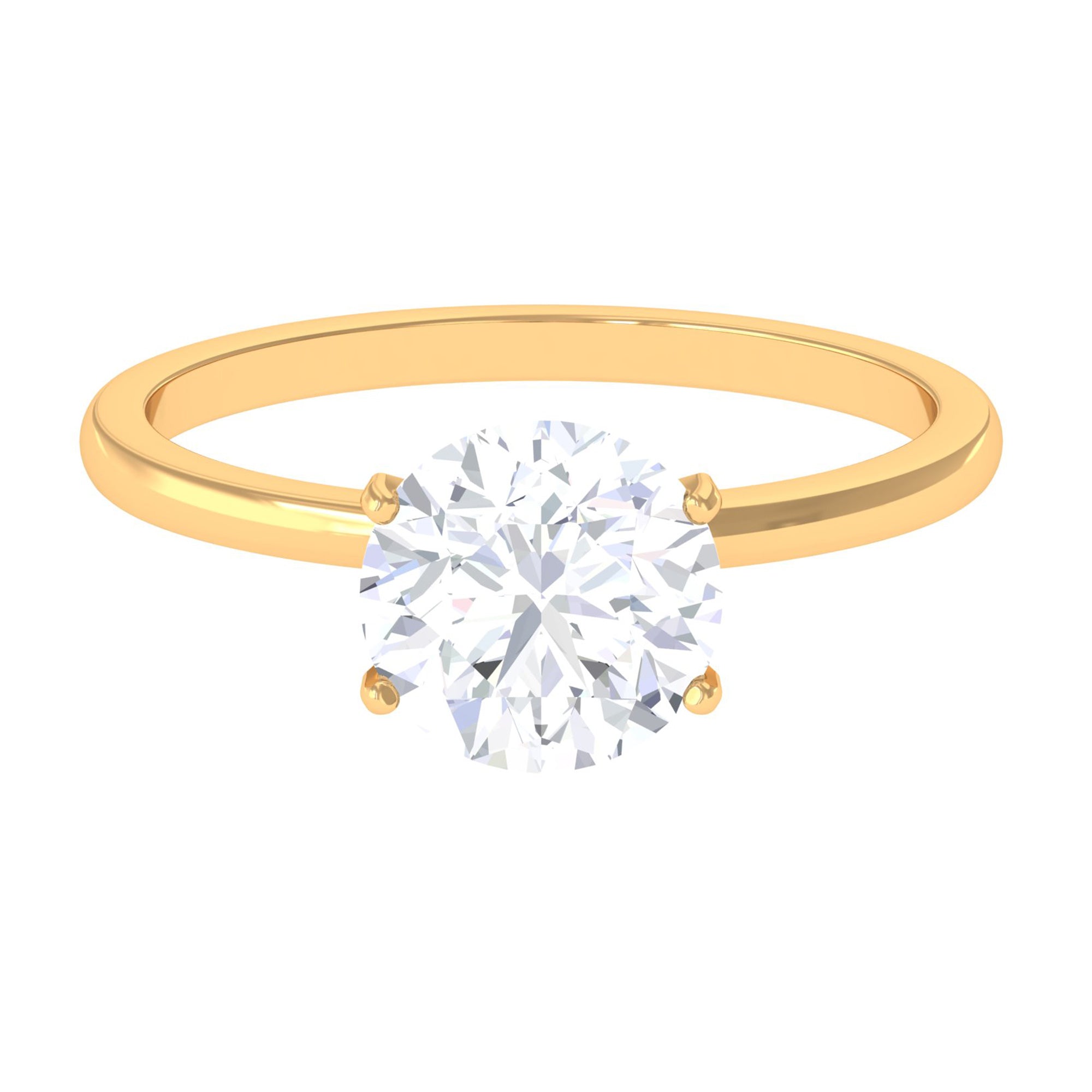 2 CT Simple Round Zircon Solitaire Ring in Peg Head Setting Zircon - ( AAAA ) - Quality - Rosec Jewels