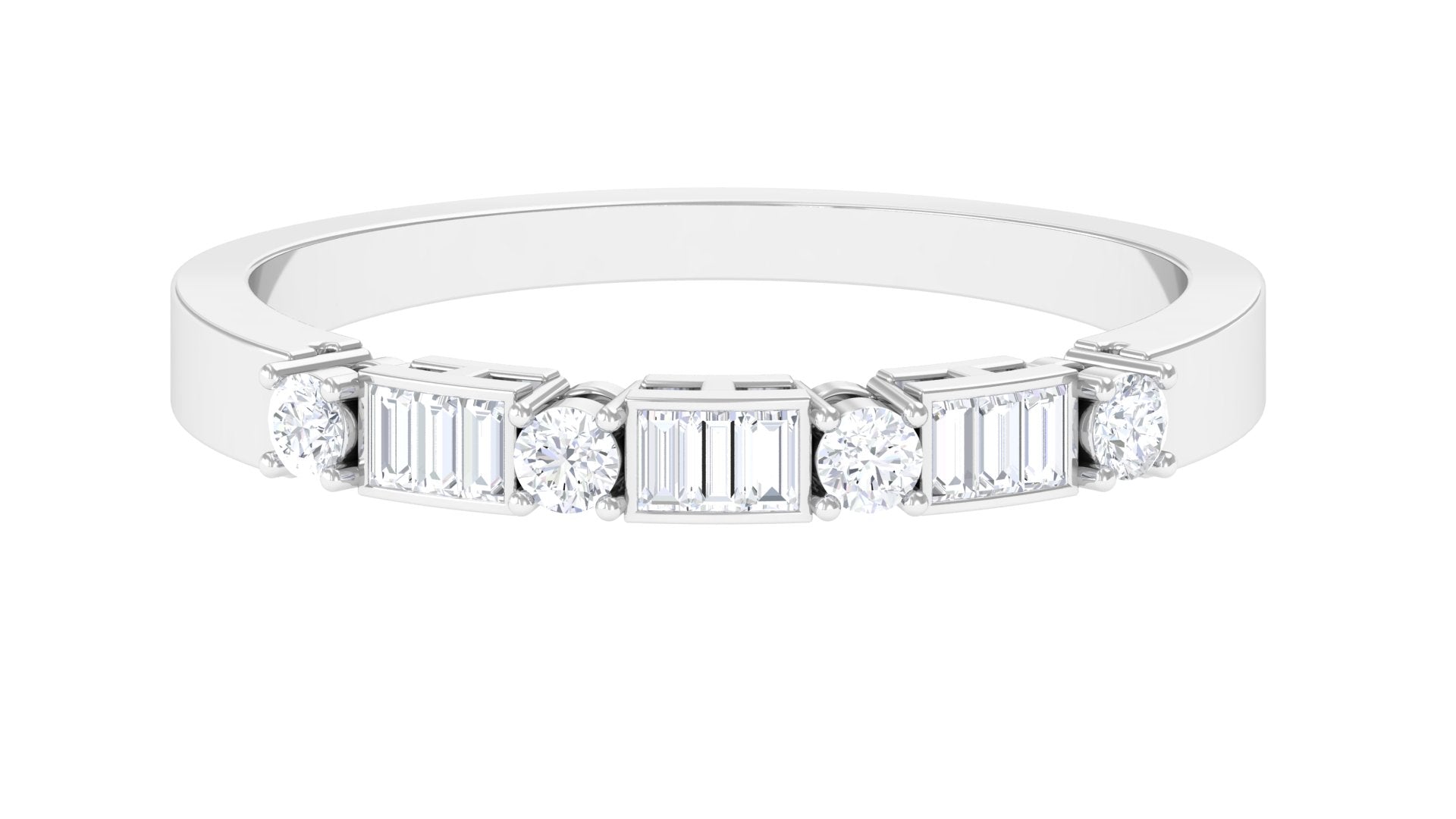 Certified Moissanite Wedding Stackable Band Ring Moissanite - ( D-VS1 ) - Color and Clarity - Rosec Jewels