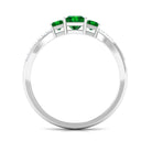 Princess Cut Created Emerald 3 Stone Ring with Diamond Lab Created Emerald - ( AAAA ) - Quality - Rosec Jewels