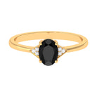 1 CT Oval Cut Black Diamond Solitaire Ring with Diamond Trio Black Diamond - ( AAA ) - Quality - Rosec Jewels