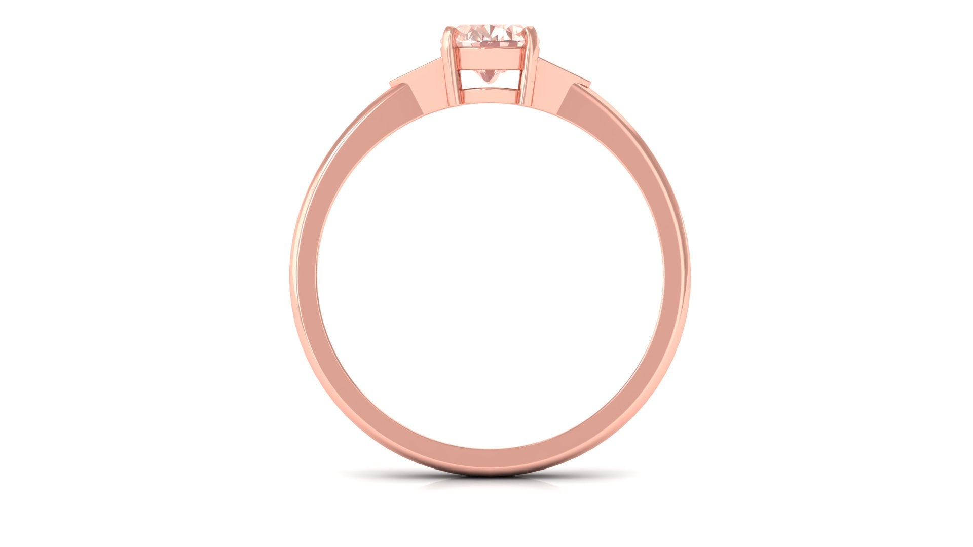 0.75 CT Oval Morganite Solitaire Ring with Diamond Accent Morganite - ( AAA ) - Quality - Rosec Jewels