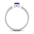 Oval Created Blue Sapphire Solitaire Ring with Diamond Accent Lab Created Blue Sapphire - ( AAAA ) - Quality - Rosec Jewels