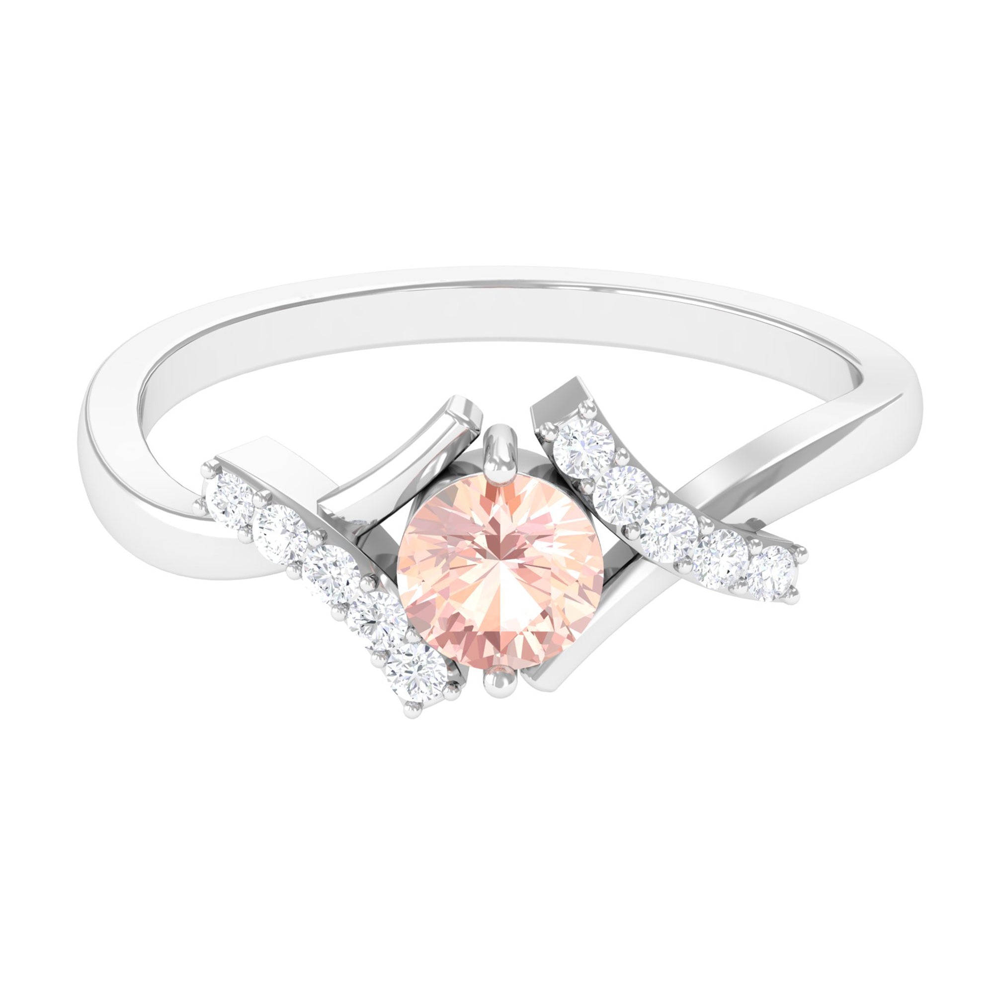 Morganite and Diamond Designer Engagement Ring Morganite - ( AAA ) - Quality - Rosec Jewels