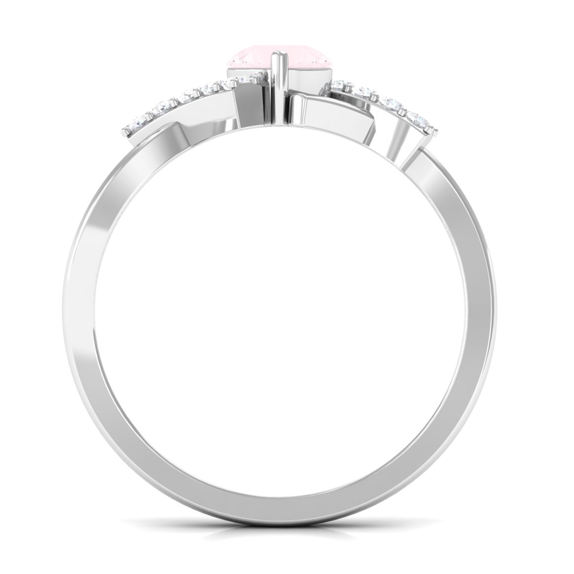 Rose Quartz and Diamond Designer Engagement Ring Rose Quartz - ( AAA ) - Quality - Rosec Jewels