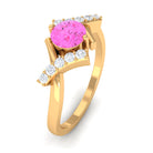 Pink Sapphire and Diamond Designer Promise Ring Pink Sapphire - ( AAA ) - Quality - Rosec Jewels