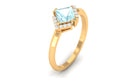 Princess Cut Sky Blue Topaz Simple Engagement Ring with Diamond Sky Blue Topaz - ( AAA ) - Quality - Rosec Jewels