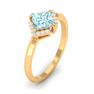 0.75 CT Princess Cut Aquamarine Simple Engagement Ring with Diamond Aquamarine - ( AAA ) - Quality - Rosec Jewels