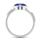 Princess Cut Created Blue Sapphire Simple Engagement Ring with Diamond Lab Created Blue Sapphire - ( AAAA ) - Quality - Rosec Jewels