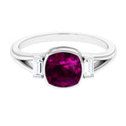 3.25 CT Cushion Cut Rhodolite Solitaire Engagement Ring with Split Shank Diamond Rhodolite - ( AAA ) - Quality - Rosec Jewels