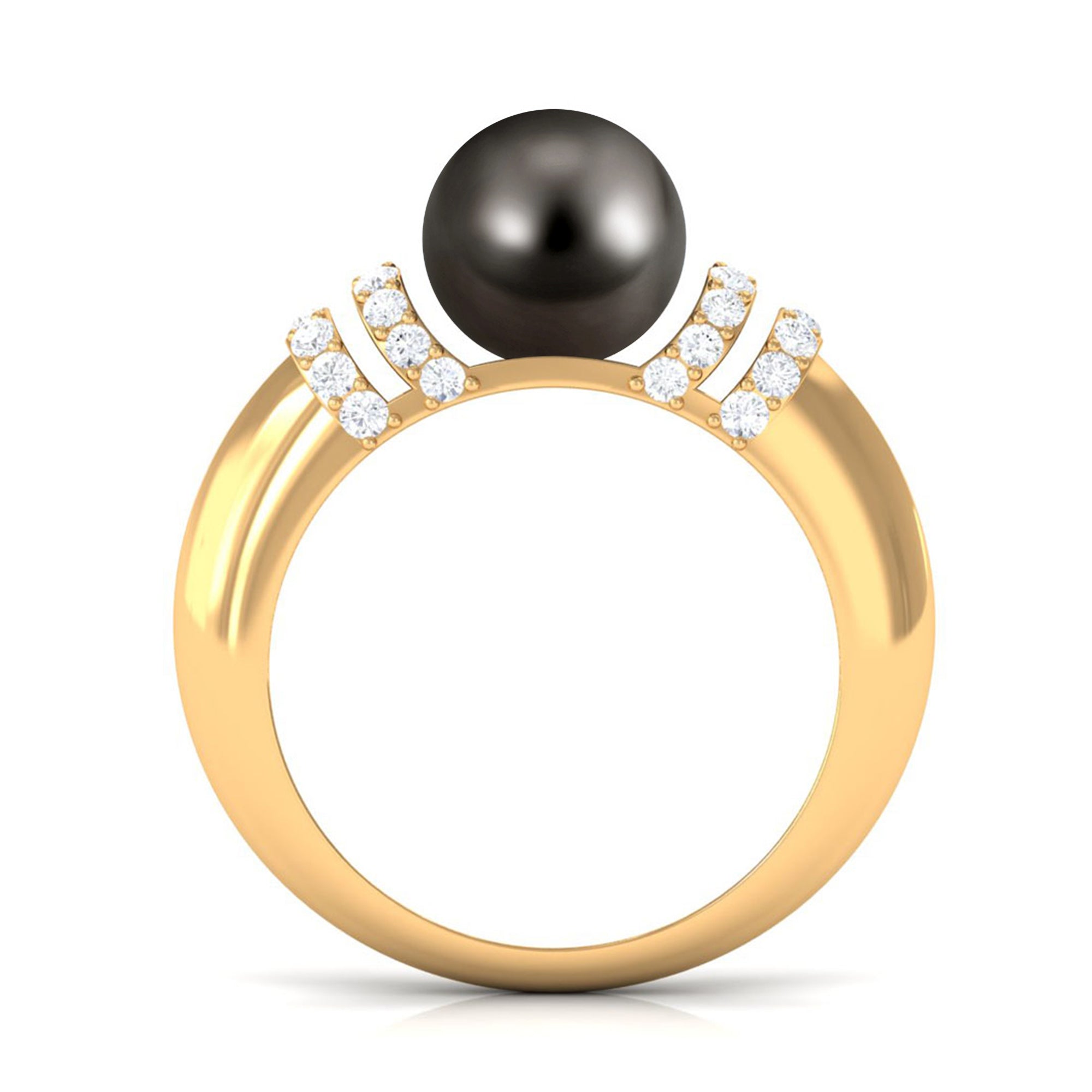 8.75 CT Tahitian Pearl and Diamond Engagement Ring Tahitian pearl - ( AAA ) - Quality - Rosec Jewels