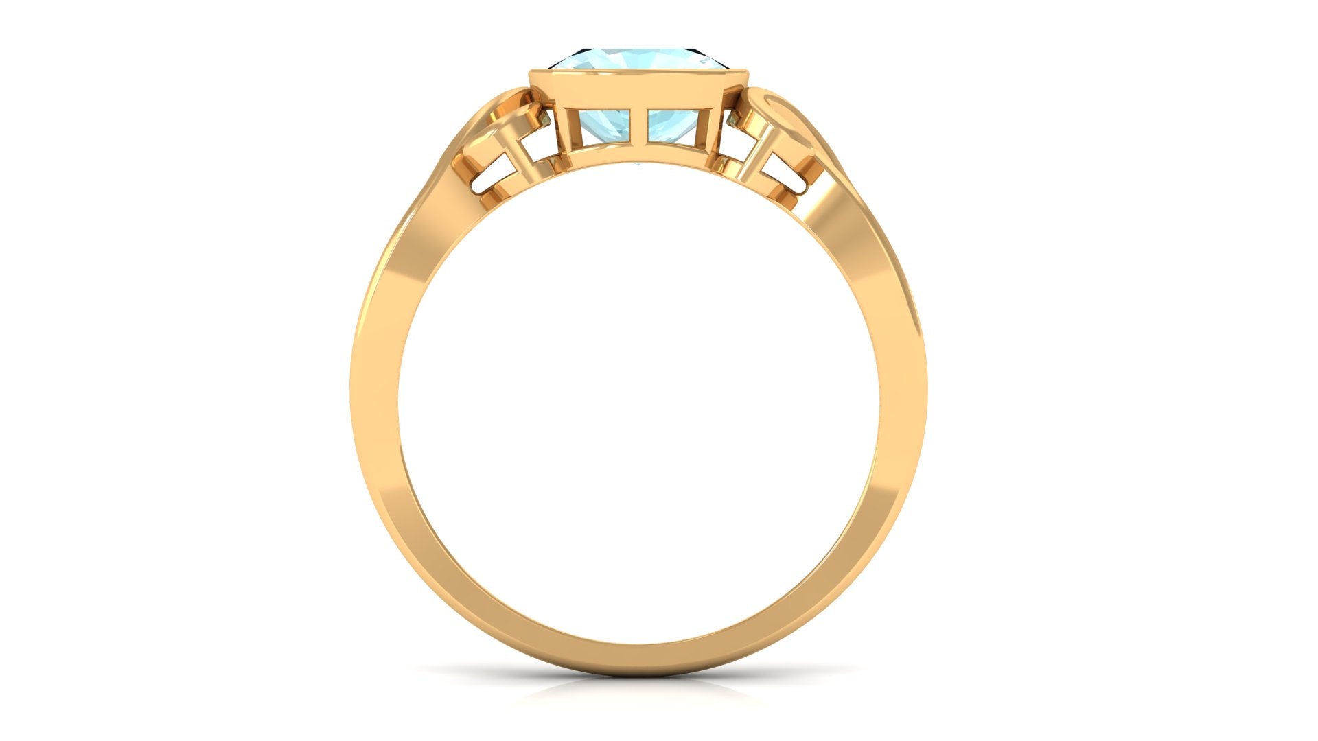 2 CT Vintage Style Cushion Sky Blue Topaz Solitaire Ring in Bezel Setting Sky Blue Topaz - ( AAA ) - Quality - Rosec Jewels