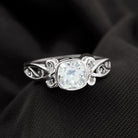 Vintage Style Cushion Moissanite Solitaire Ring in Bezel Setting Moissanite - ( D-VS1 ) - Color and Clarity - Rosec Jewels