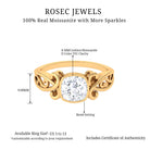 Vintage Style Cushion Moissanite Solitaire Ring in Bezel Setting Moissanite - ( D-VS1 ) - Color and Clarity - Rosec Jewels