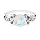 8 MM Cushion Cut Ethiopian Opal Vintage Solitaire Ring in Bezel Setting Ethiopian Opal - ( AAA ) - Quality - Rosec Jewels