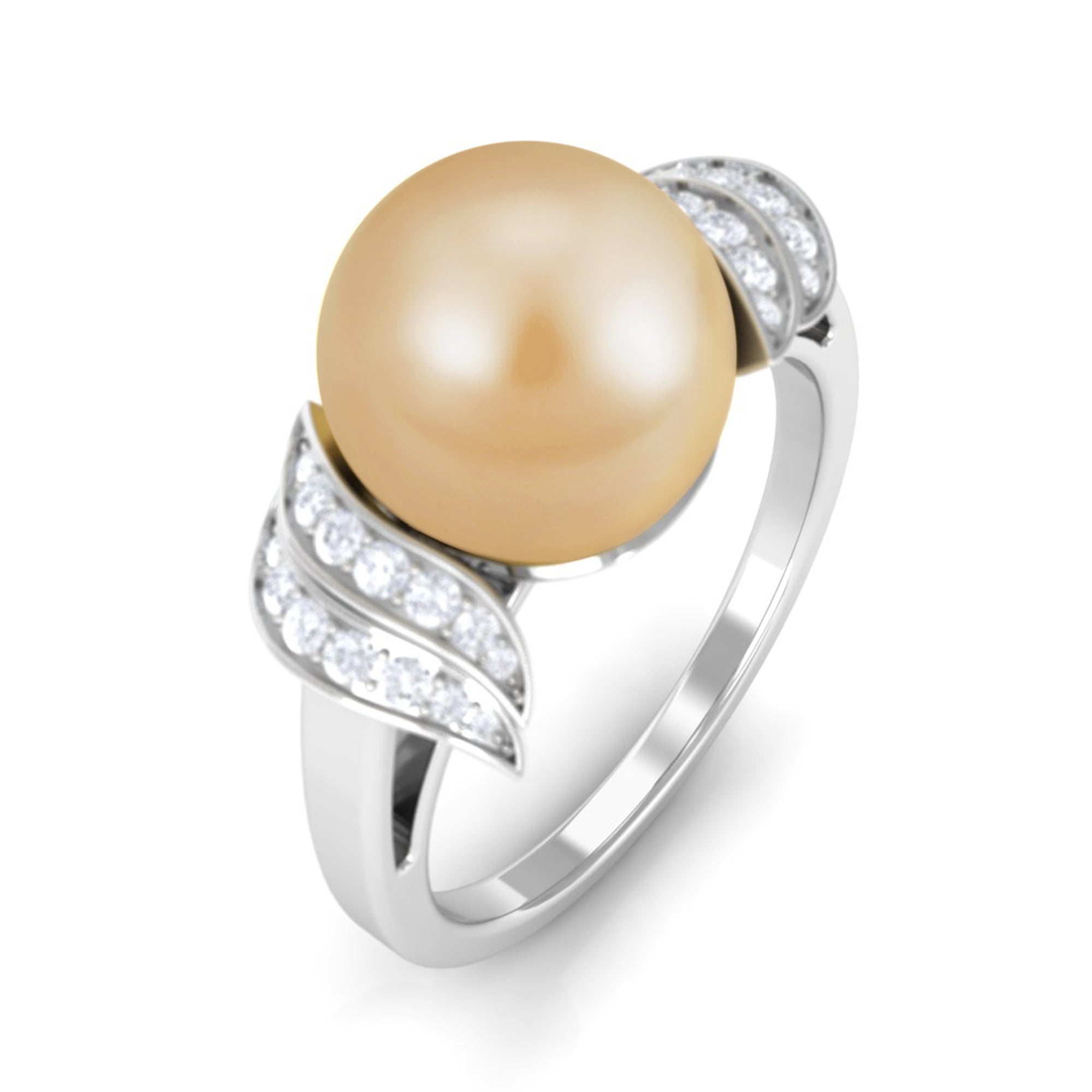 7.75 CT Elegant South Sea Pearl Solitaire Engagement Ring with Diamond South Sea Pearl - ( AAA ) - Quality - Rosec Jewels