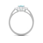 Princess Cut Aquamarine Engagement Ring with Diamond Halo Aquamarine - ( AAA ) - Quality - Rosec Jewels