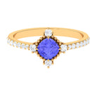 1.75 CT Cushion Tanzanite Solitaire Engagement Ring with Diamond Side Stones Tanzanite - ( AAA ) - Quality - Rosec Jewels