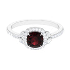 2 CT Natural Garnet Halo Engagement Ring with Diamond Garnet - ( AAA ) - Quality - Rosec Jewels