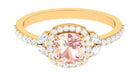 1.75 CT Morganite Halo Engagement Ring with Diamond Morganite - ( AAA ) - Quality - Rosec Jewels