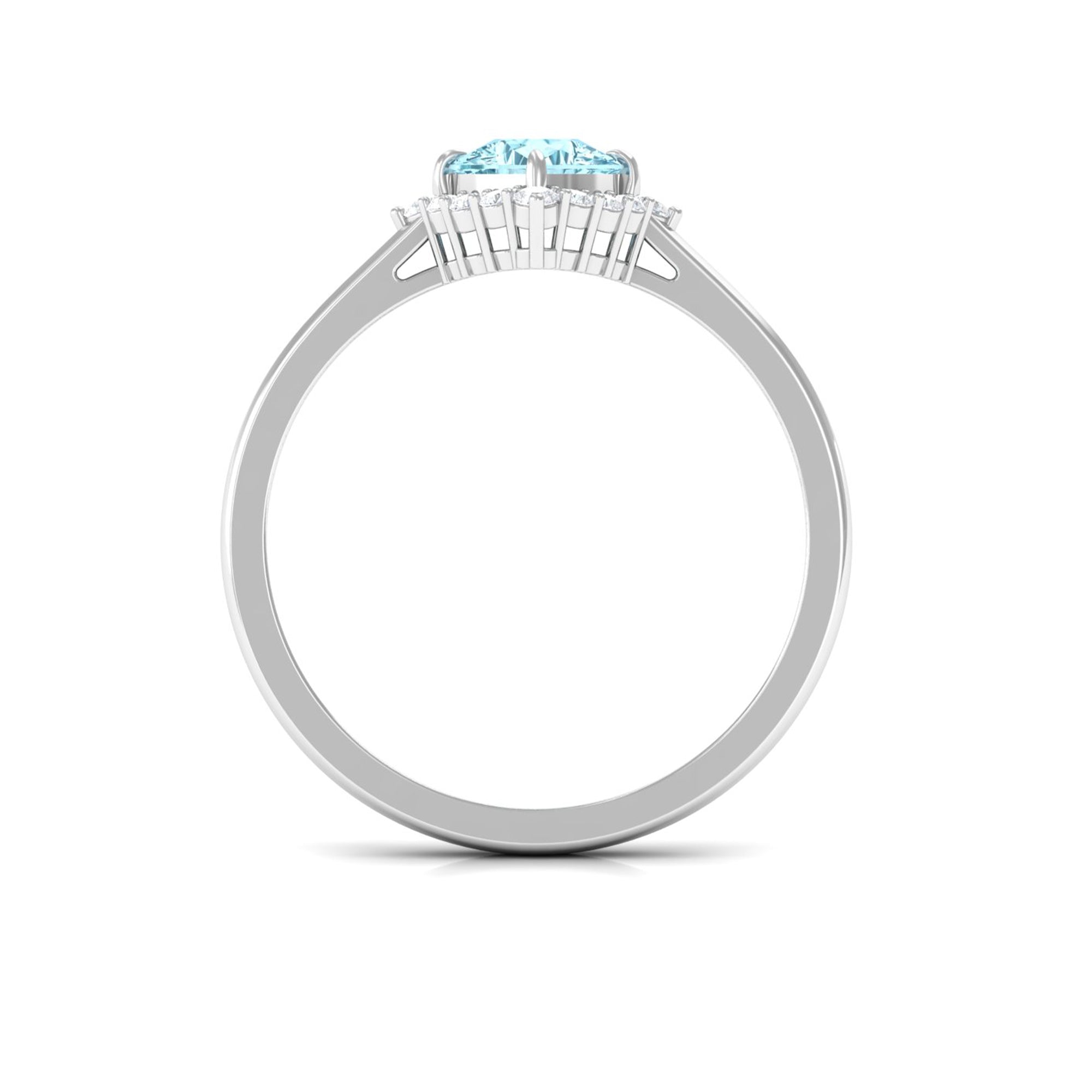 Cushion Cut Aquamarine and Diamond Halo Engagement Ring Aquamarine - ( AAA ) - Quality - Rosec Jewels