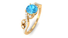 Round Swiss Blue Topaz Designer Engagement Ring with Diamond Swiss Blue Topaz - ( AAA ) - Quality - Rosec Jewels