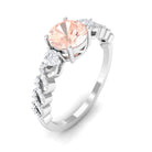 Round Shape Morganite Designer Engagement Ring with Diamond Side Stones Morganite - ( AAA ) - Quality - Rosec Jewels