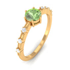 Minimal Green Sapphire Solitaire Ring with Diamond Green Sapphire - ( AAA ) - Quality - Rosec Jewels