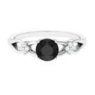 1.25 CT Black Diamond Solitaire Crossover Ring with Diamond Black Diamond - ( AAA ) - Quality - Rosec Jewels