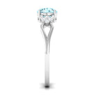 1 CT Pure Aquamarine Floral and Diamond Solitaire Crossover Ring Aquamarine - ( AAA ) - Quality - Rosec Jewels