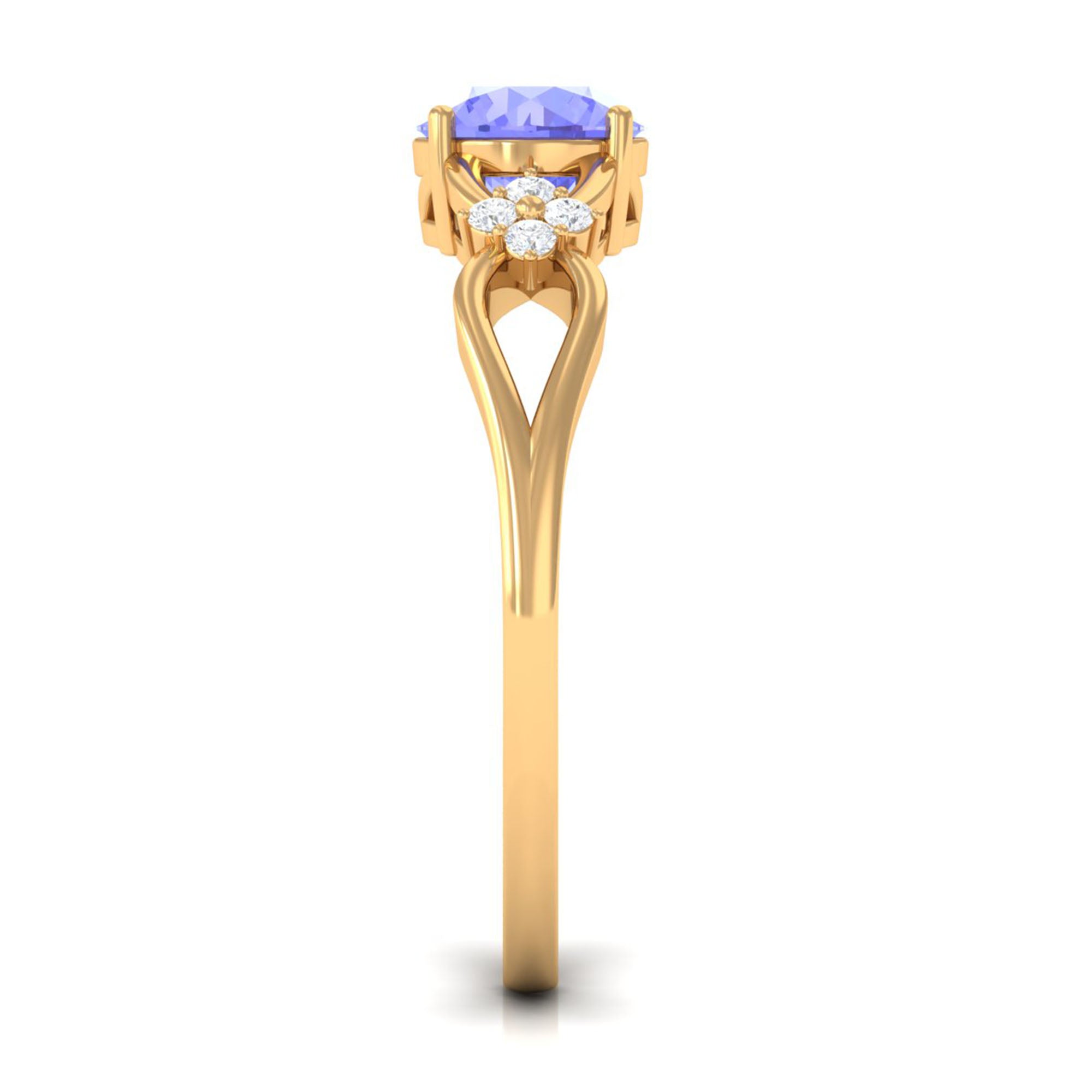 1.75 CT Pure Tanzanite Floral and Diamond Solitaire Crossover Ring Tanzanite - ( AAA ) - Quality - Rosec Jewels