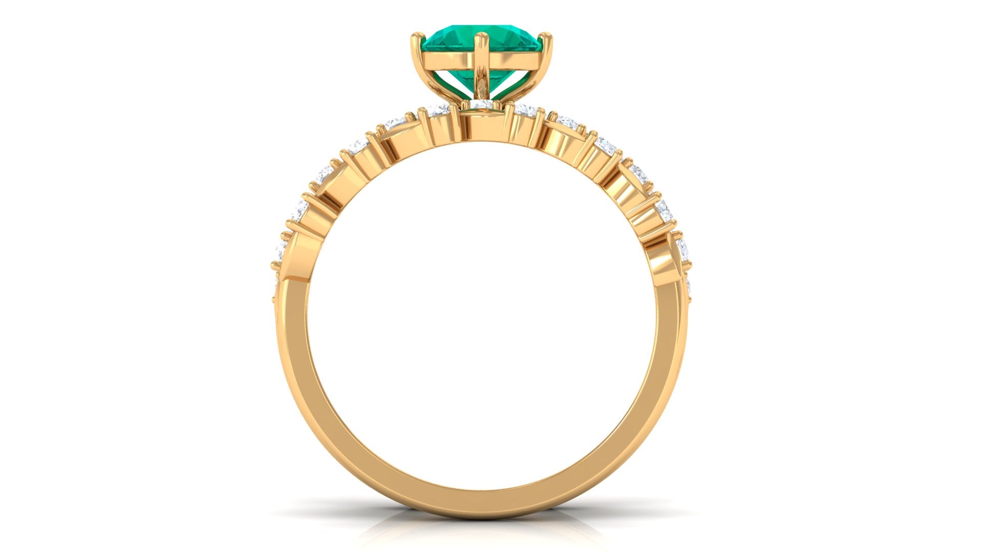 2 CT Emerald Classic Wedding Ring Set in Gold with Moissanite Emerald - ( AAA ) - Quality - Rosec Jewels