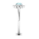 Round Cut Solitaire Aquamarine Flower Ring Aquamarine - ( AAA ) - Quality - Rosec Jewels