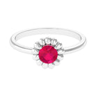 3/4 CT Round Cut Solitaire Ruby Gold Flower Ring Ruby - ( AAA ) - Quality - Rosec Jewels