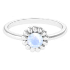 1/2 CT Round Cut Solitaire Moonstone Gold Flower Ring Moonstone - ( AAA ) - Quality - Rosec Jewels