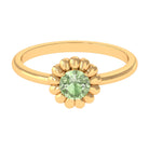 Real Green Sapphire Solitaire Flower Promise Ring Green Sapphire - ( AAA ) - Quality - Rosec Jewels