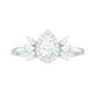 Pear Moissanite Cluster Halo Engagement Ring Moissanite - ( D-VS1 ) - Color and Clarity - Rosec Jewels