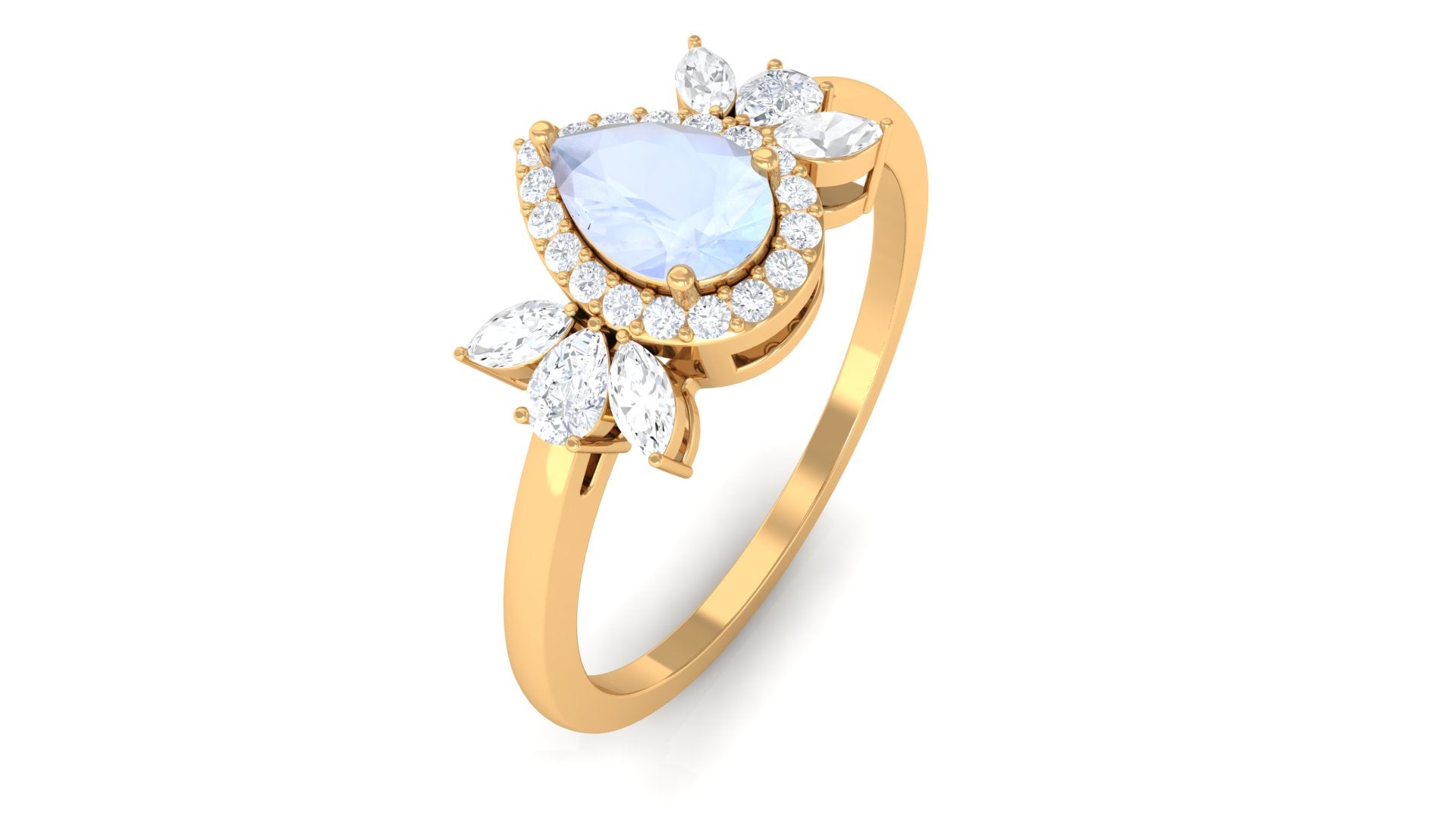 1.25 CT Pear Shape Moonstone Engagement Ring with Diamond Accent Moonstone - ( AAA ) - Quality - Rosec Jewels