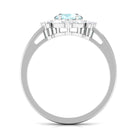 Oval Sky Blue Topaz Designer Halo Engagement Ring with Moissanite Sky Blue Topaz - ( AAA ) - Quality - Rosec Jewels