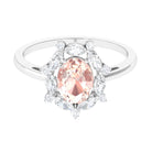 Morganite Designer Halo Engagement Ring with Moissanite Morganite - ( AAA ) - Quality - Rosec Jewels