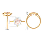 Morganite Designer Halo Engagement Ring with Moissanite Morganite - ( AAA ) - Quality - Rosec Jewels