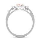 Morganite Designer Halo Engagement Ring with Moissanite Morganite - ( AAA ) - Quality - Rosec Jewels