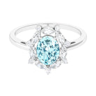 1.75 CT Aquamarine Designer Halo Engagement Ring with Moissanite Aquamarine - ( AAA ) - Quality - Rosec Jewels