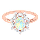 2 CT Ethiopian Opal Designer Halo Engagement Ring with Moissanite Ethiopian Opal - ( AAA ) - Quality - Rosec Jewels