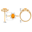 Fire Opal Designer Halo Engagement Ring with Moissanite Fire Opal - ( AAA ) - Quality - Rosec Jewels