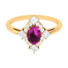 1.75 CT Oval Rhodolite Cocktail Engagement Ring with Diamond Halo Rhodolite - ( AAA ) - Quality - Rosec Jewels