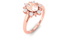 Oval Morganite Floral Halo Engagement Ring with Diamond Morganite - ( AAA ) - Quality - Rosec Jewels